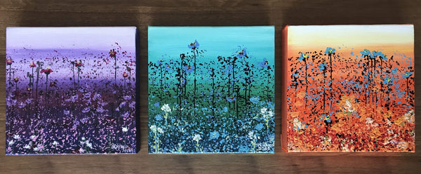 Image of the 3 paintings in the 'Field' series