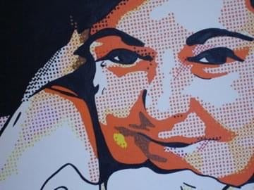 Closeup detail of the portrait painting